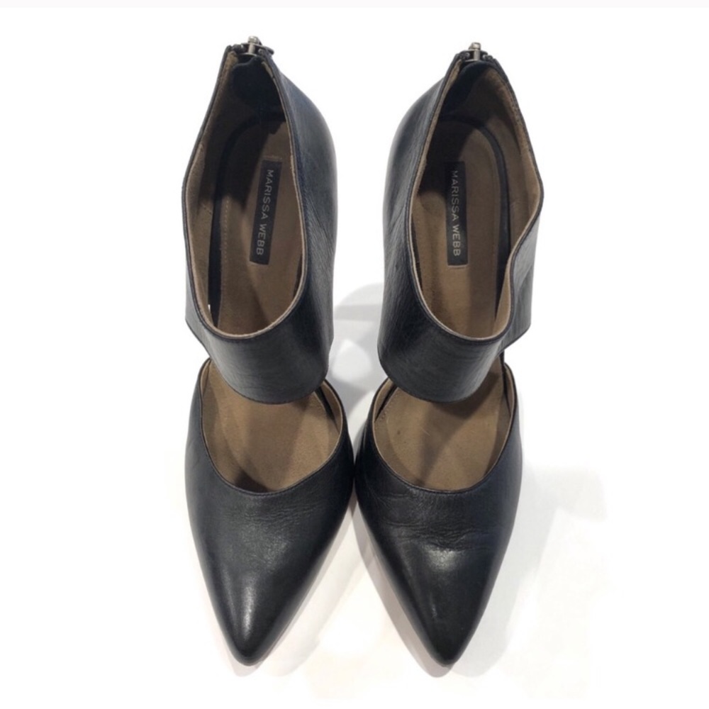 Marissa Webb Black Leather Cut Out Bootie Pumps
